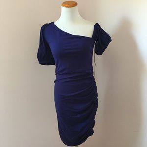 Susana Monaco Blue Gather puff sleeve Dress